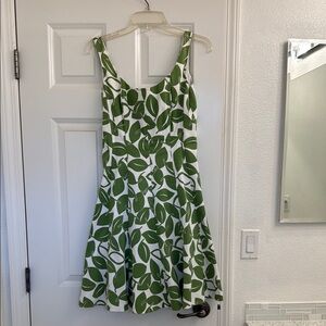 Green Leaf Print Dress